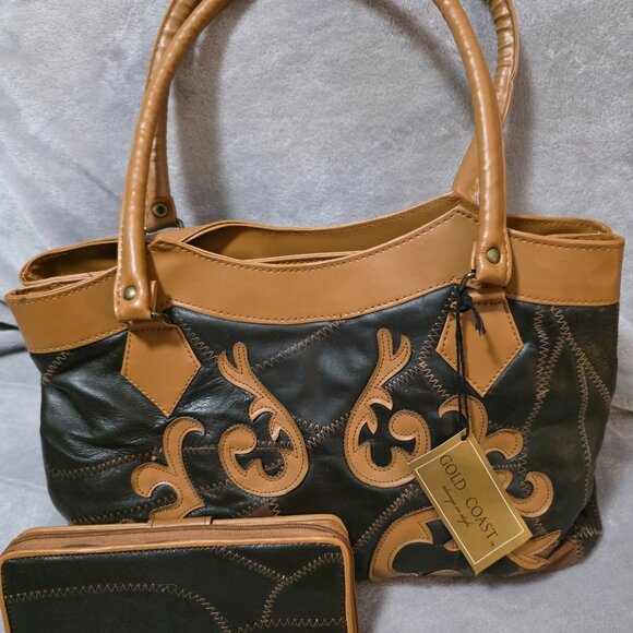Gold Coast Brown Leather Designer Purse w/Wallet NWT - Picture 6 of 11